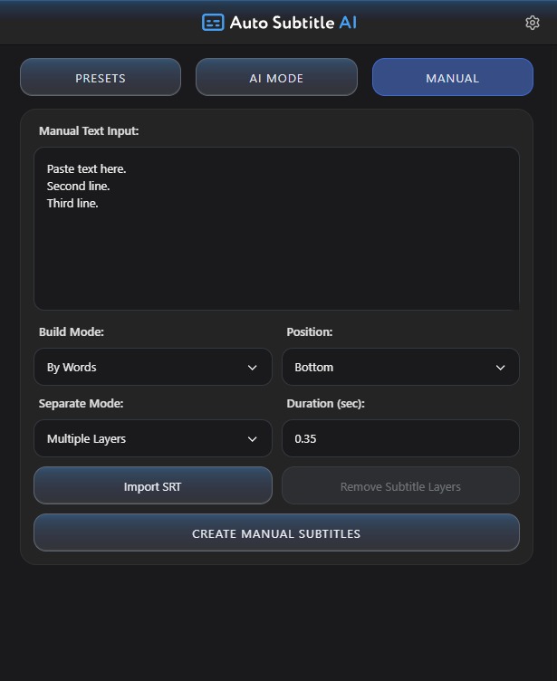 Extension Manual Tab