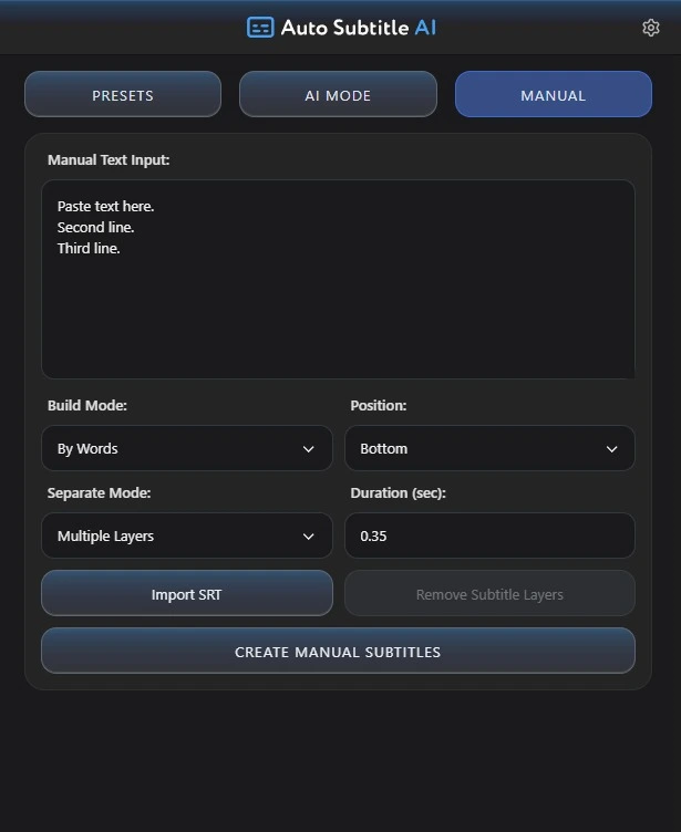 Extension Manual Tab
